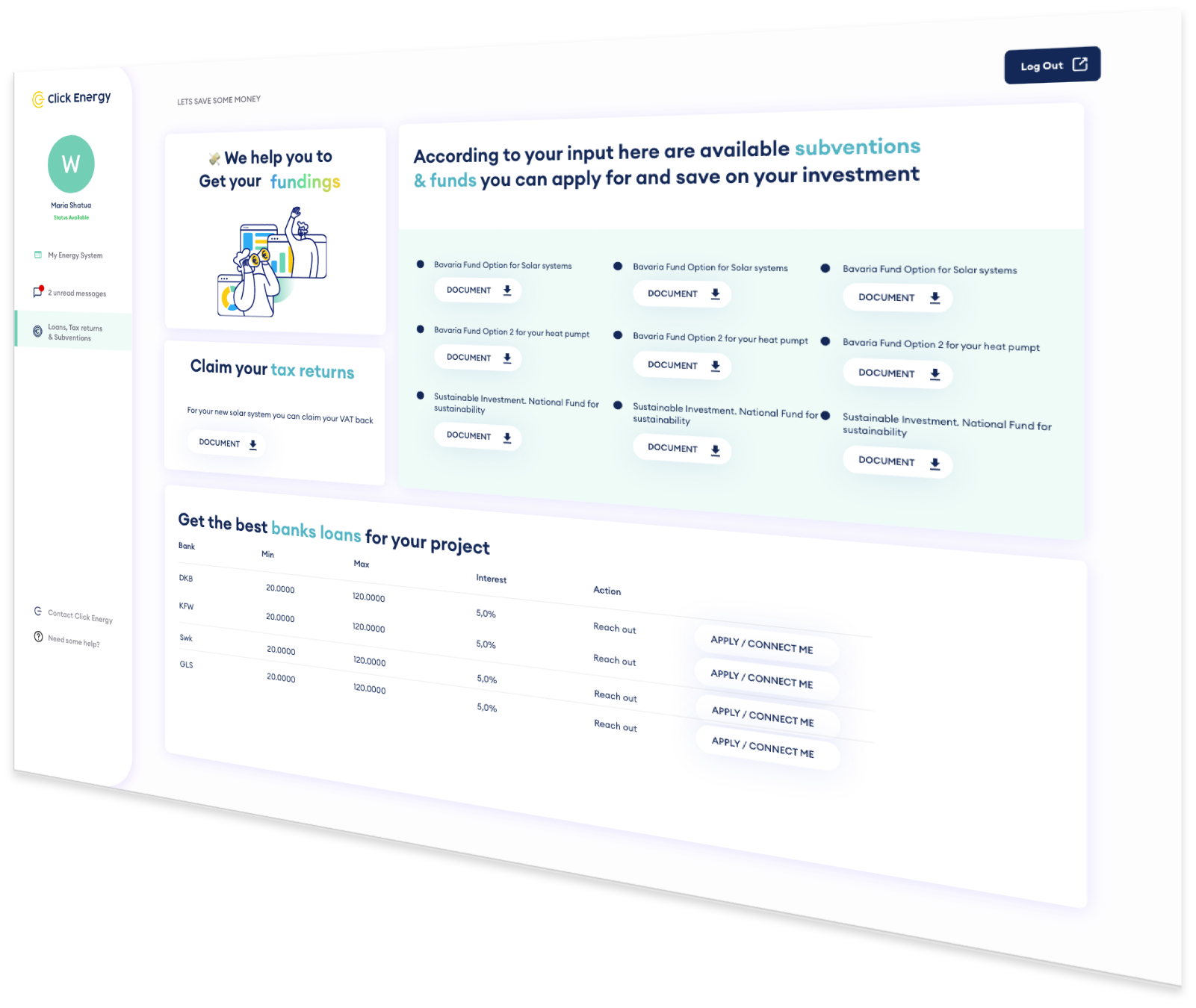 Click Energy admin space